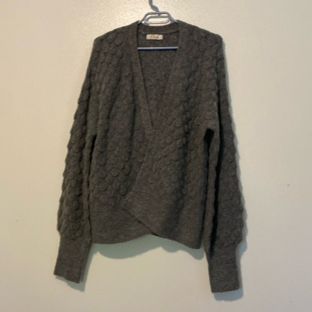 Elan deep grey chunky knitted open  cardigan size medium